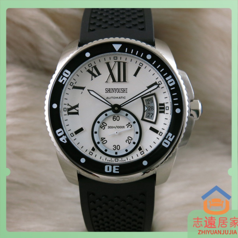 【現貨速髮】全自動機械腕錶 卡厤博男錶 陶瓷圈橡膠帶密底防水手錶