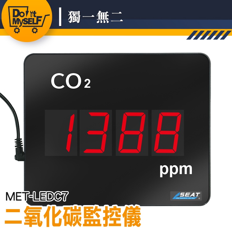 二氧化碳監控儀 CO2 空氣品質顯示板 二氧化碳濃度計 二氧化碳面板 推薦 二氧化碳監測儀 MET-LEDC7