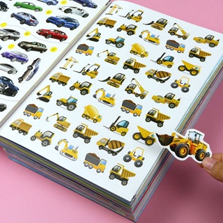 質感 ins 小物 汽車 工程車 貼紙書 交通工具 貼貼畫 2-3 到 6 歲 兒童 早期教育 啟蒙 4 男孩 玩具