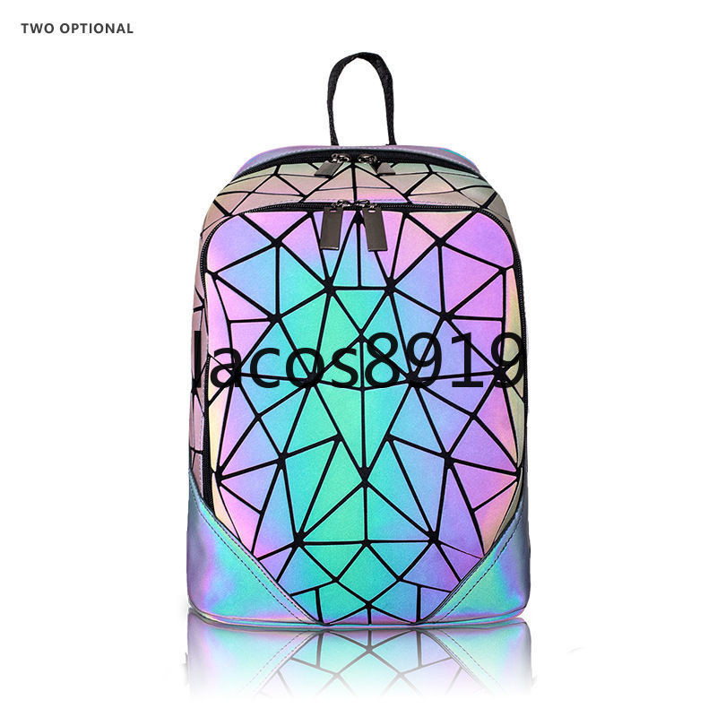 鐳射後背包跨境2022新款幾何菱格學生書包大容量休閒戶外旅行背包