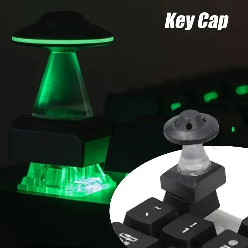 Ufo Artisan 個性化樹脂鍵盤/機械遊戲鍵盤遊戲玩家電腦鍵帽/鋁合金黑色鍵帽/個性通用彩色發光鍵盤