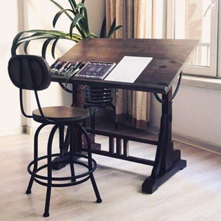 美式桌子 實木桌子 手繪桌 畫架 畫案設計 工作臺 美術繪圖桌 繪畫 簡易 斜面 書桌 畫桌DJ