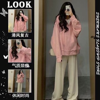 蔓莎💞2023春秋新款韓版華夫格衛衣寬鬆顯瘦薄款休閑連帽外套設計感上衣女裝