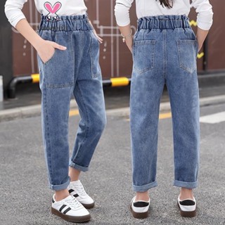 【YAOEENH】90-140CM 女童牛仔褲 春秋兒童洋氣百搭休閒褲 外穿寶寶褲子 現貨 快速出貨