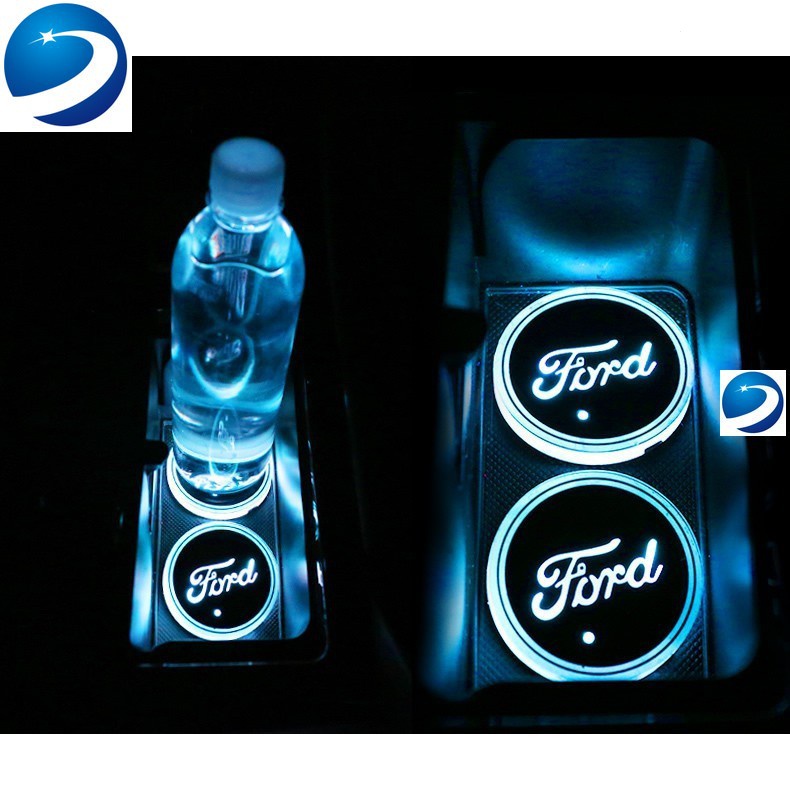 現貨適用於FORD 福特Mondeo Kuga發光LED水杯墊車內氛圍燈3代時尚版 旗艦版 ST-LINE FOCUS適