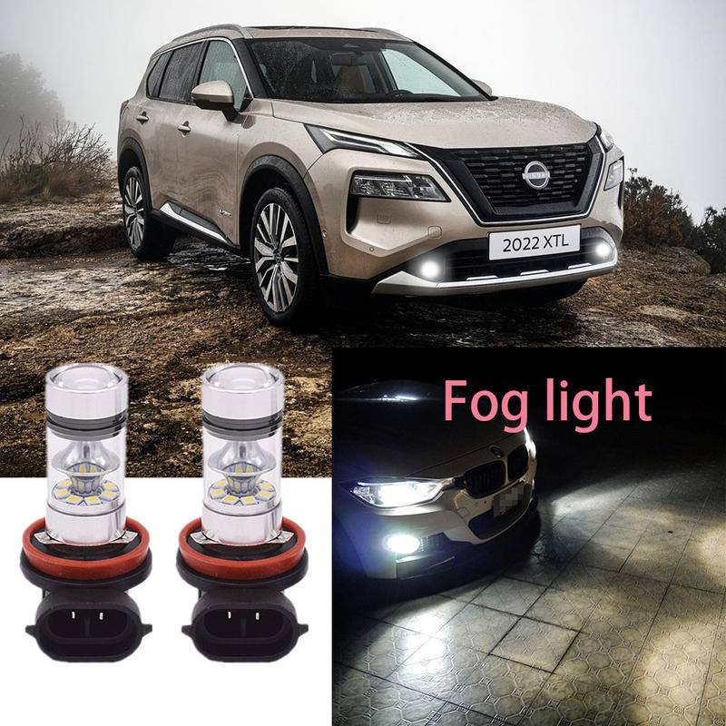 2pcs 霧燈 H11 6000K 白色投影儀 LED 12V 燈泡適用於 Nissan X-TRAIL (T32) 2