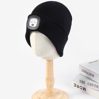 【客製化】【帽子】發光 LED 頭燈 照明 針織帽 秋冬季 可拆卸 保暖 騎行 毛線帽