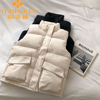 熱賣.背心馬甲外套 韓版胖mm羽絨棉服馬甲女短版2022秋冬季新款大尺碼寬鬆百搭背心無袖外套 毛衣背心 小香風背心 羽絨