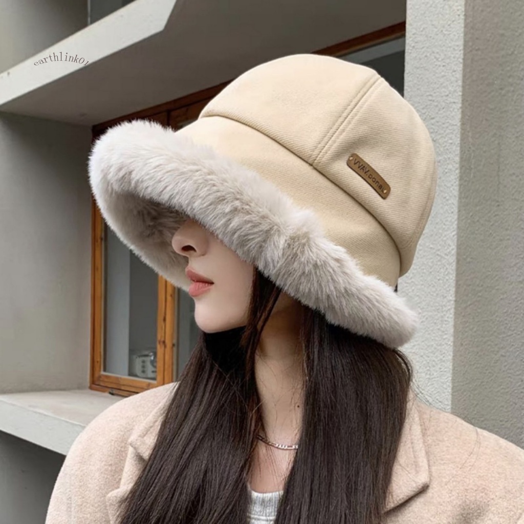 Ea 舒適合身漁夫帽毛絨圓頂帽時尚保暖女式冬季漁夫帽防風可折疊和遮陽圓頂帽非常適合東南亞買家