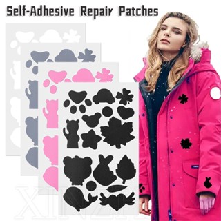 防水可水洗免熨燙 - 彩色羽絨服夾克孔修復貼紙 - 用於衣服縫紉面料 - 卡通圖案自粘修復布補丁