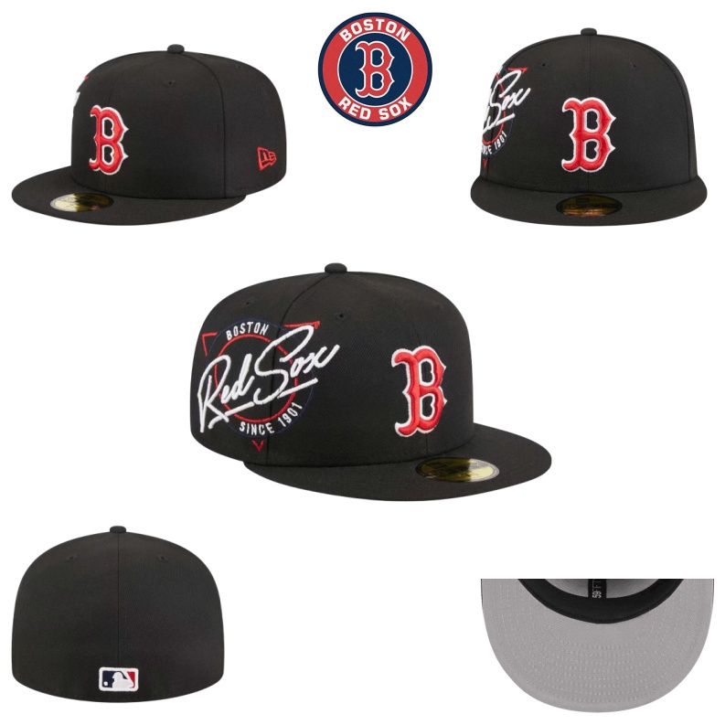 New Era MLB 波士頓紅襪隊帽子運動刺繡棒球帽街頭嘻哈非可調節平邊後扣帽