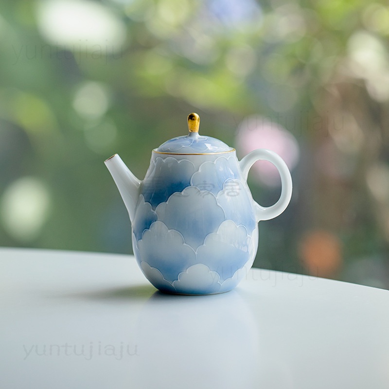 手繪牡丹陶瓷泡茶壺陶瓷小茶壺花茶壺帶過濾泡茶器茶水壺日式茶壺🏆