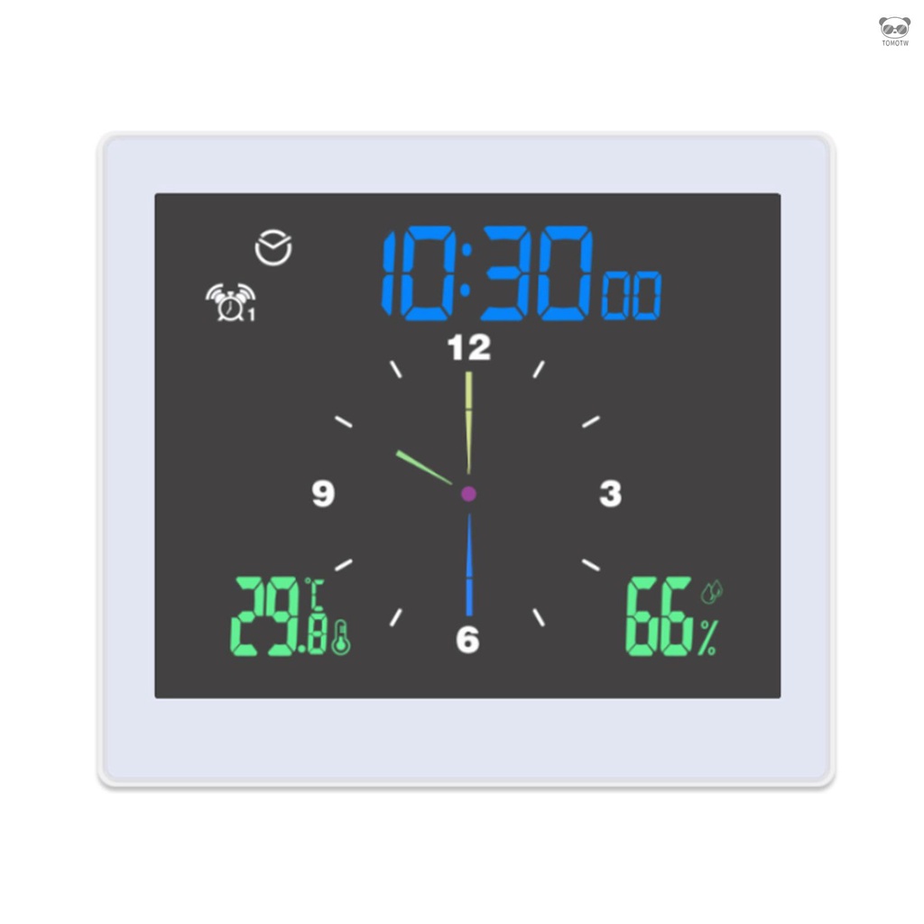 室內溫溼度計防水電子掛鐘 LCD大屏 彩顯防水數字時鐘 帶上下限警報/鬧鐘/倒計時功能 型號TS-WP10 白色 不帶電