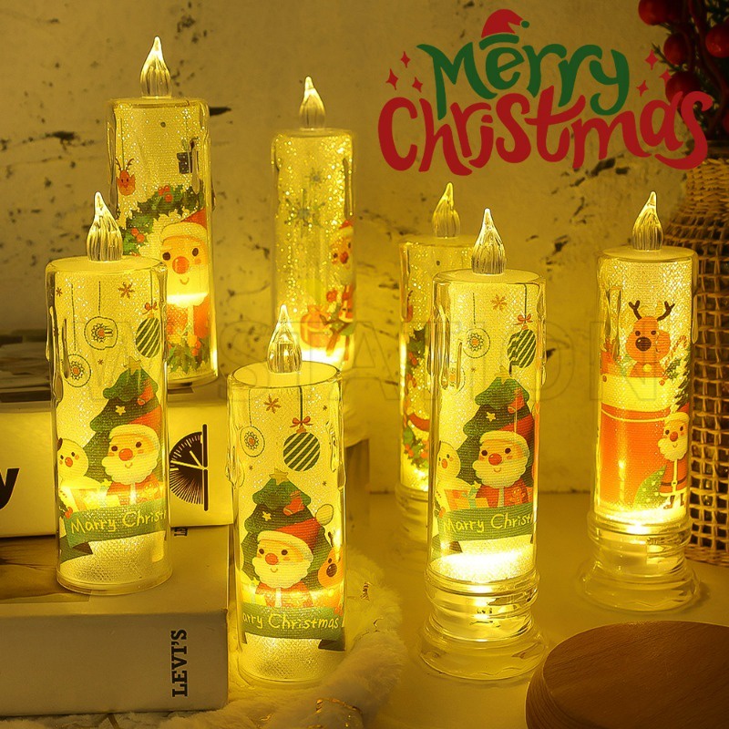 聖誕家居裝飾 / 聖誕 LED 淚燭燈 / 聖誕老人雪人麋鹿仿真火焰蠟燭 / 電池供電裝飾小夜燈 / 聖誕派對裝飾用品