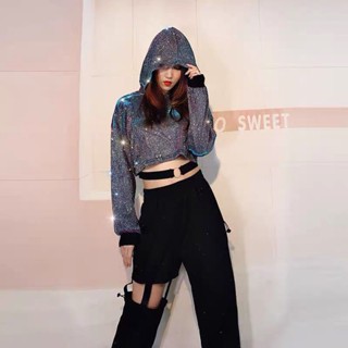【特價+現貨】女團服裝 表演服裝 熱舞套裝 表演服 ds表演服炫閃閃亮dj爵士舞性感女歌手夜店酒吧團隊服舞臺裝套裝