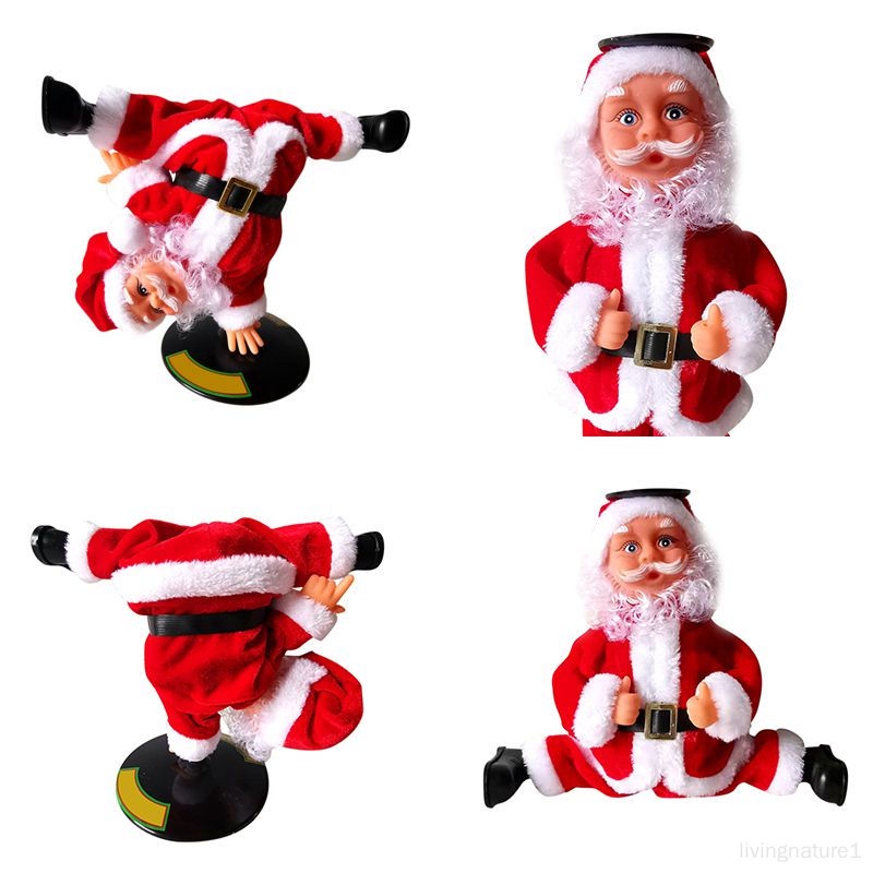 耶誕節裝飾品 電動倒立音樂街舞耶誕老人公仔 耶誕創意兒童耶誕玩具