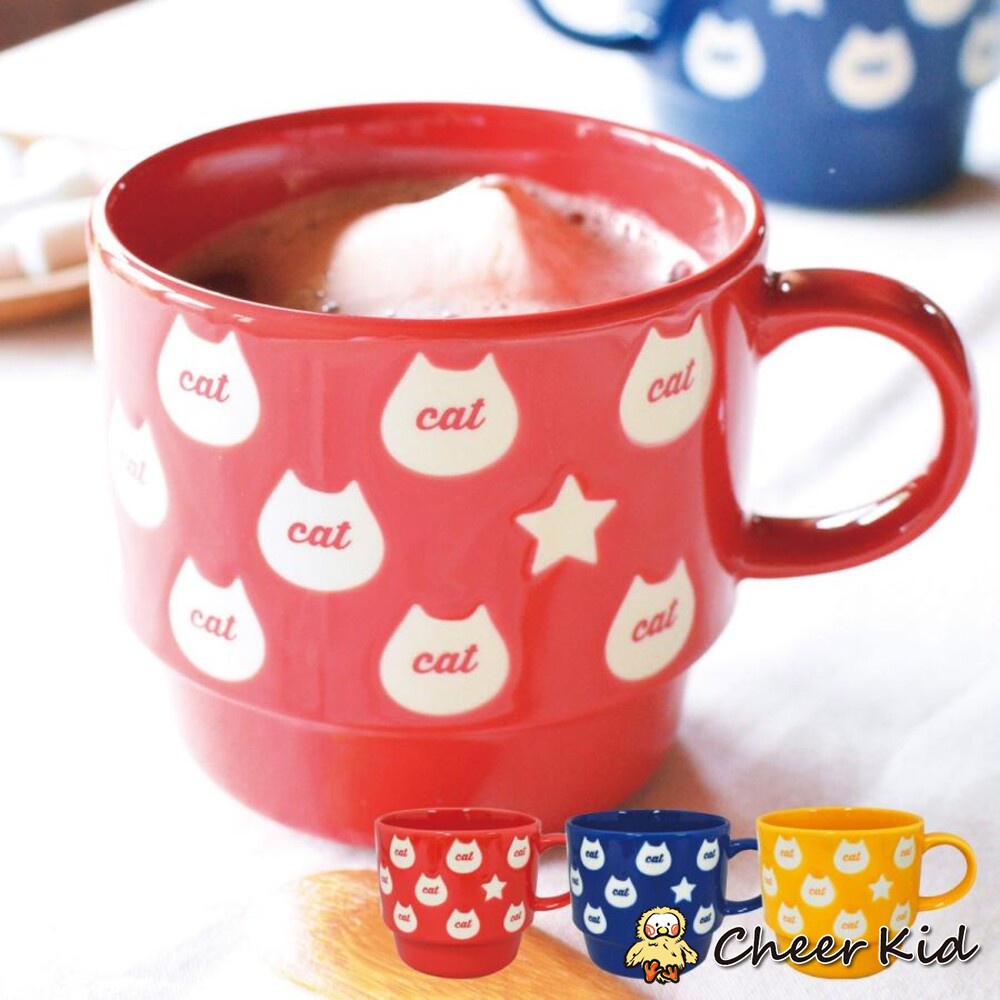 【日本熱賣】日本製 貓咪馬克杯 350ml vivid cat 陶瓷杯 陶瓷馬克杯 把手杯 咖啡杯 美濃燒貓咪馬克杯