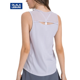 Olala 后背鏤空運動無袖背心T恤 輕薄透氣吸濕排汗健身上衣