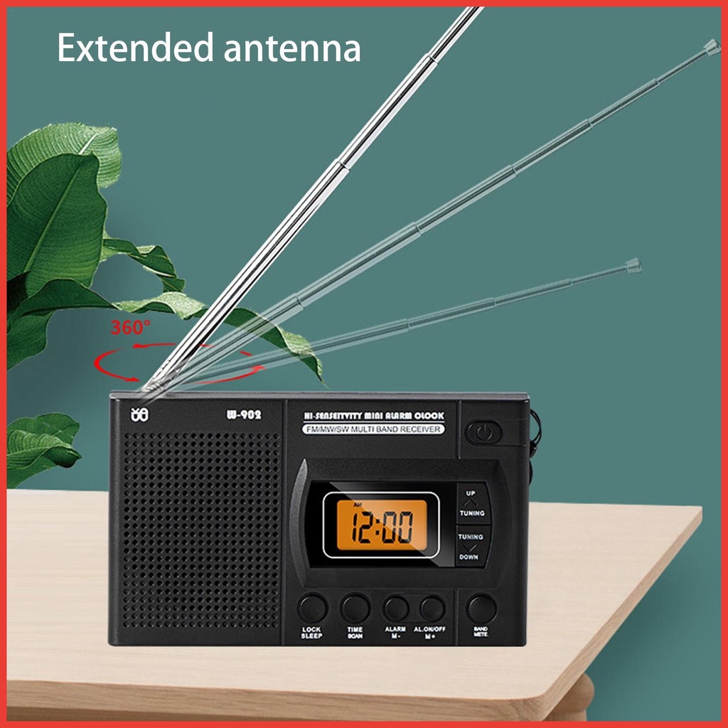 帶 Am/FM 收音機收音機的鬧鐘便攜式 Am FM DSP 抗干擾芯片 4 節伸縮天線 FM san2tw