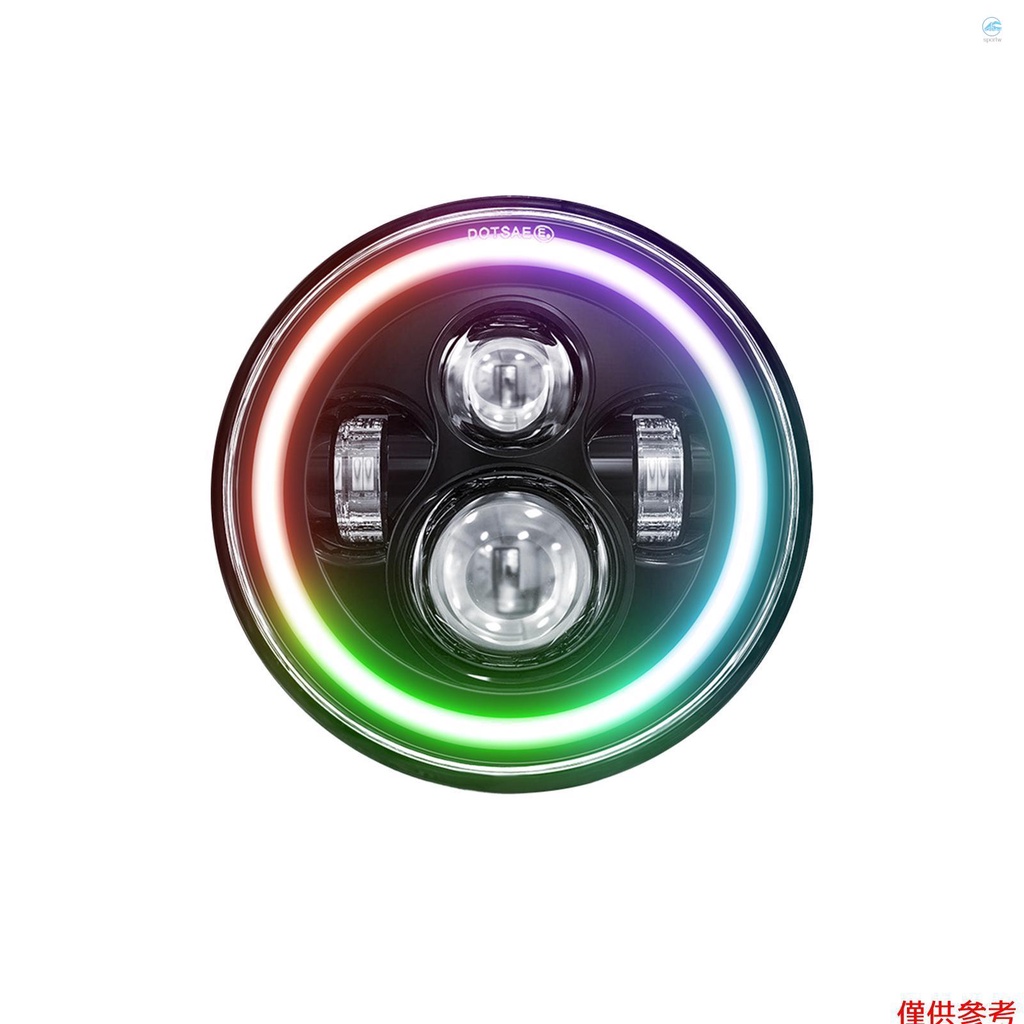 Crtw 7 吋 LED 頭燈圓形頭燈，帶遠光/近光和 DRL 彩色角度眼燈，適用於汽車摩托車，1 件裝