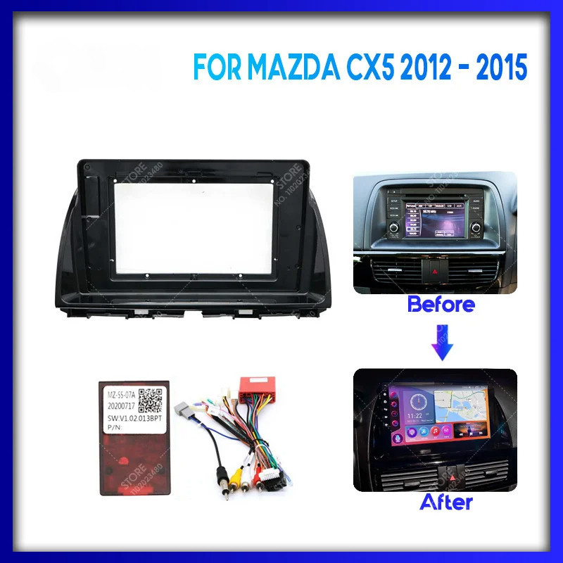 10 英寸車架儀表板適用於馬自達 CX-5 CX5 CX 5 2012 -2015 適配器 Canbus 盒解碼器電纜無