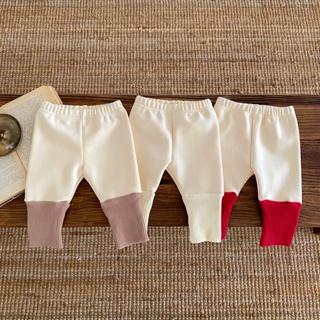 嬰兒打底褲嬰兒褲繫帶腳保暖條紋嬰兒衣服棉 0-3 歲