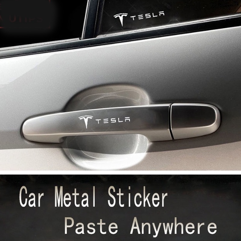 特斯拉汽車標誌金屬貼紙 3D 創意裝飾窗門內飾徽章適用於特斯拉 Model 3 Y S X 配件 2023 2024