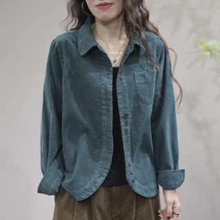 MOMO燈芯絨今年流行襯衫2023春季新款高檔寬鬆顯瘦百搭長袖外套上衣潮DYJ☆