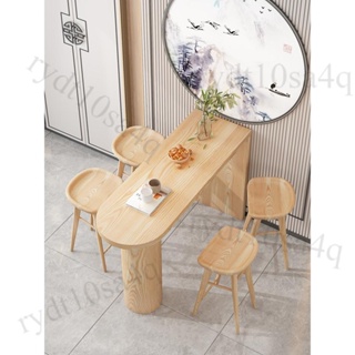 （免運）小戶型實木吧台桌家用客廳隔斷創意廚房中島導台桌靠牆高腳桌餐桌