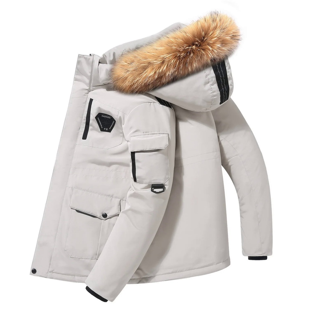 冬季羽絨服男式90%白鴨絨派克大衣中長款毛領男式加厚雪地大衣保暖