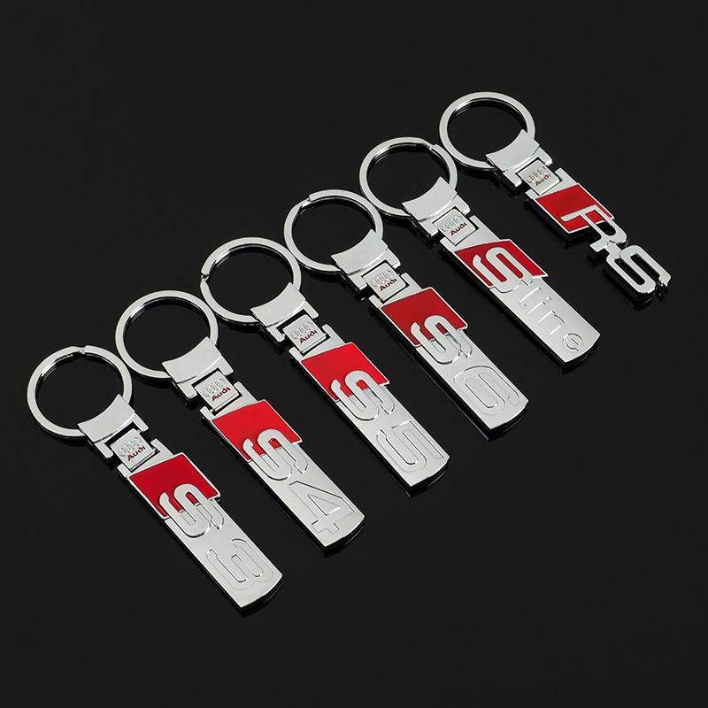 雙面汽車標誌金屬鑰匙扣環吊墜適用於奧迪 S3 S4 S5 S6 Sline RS 汽車配件