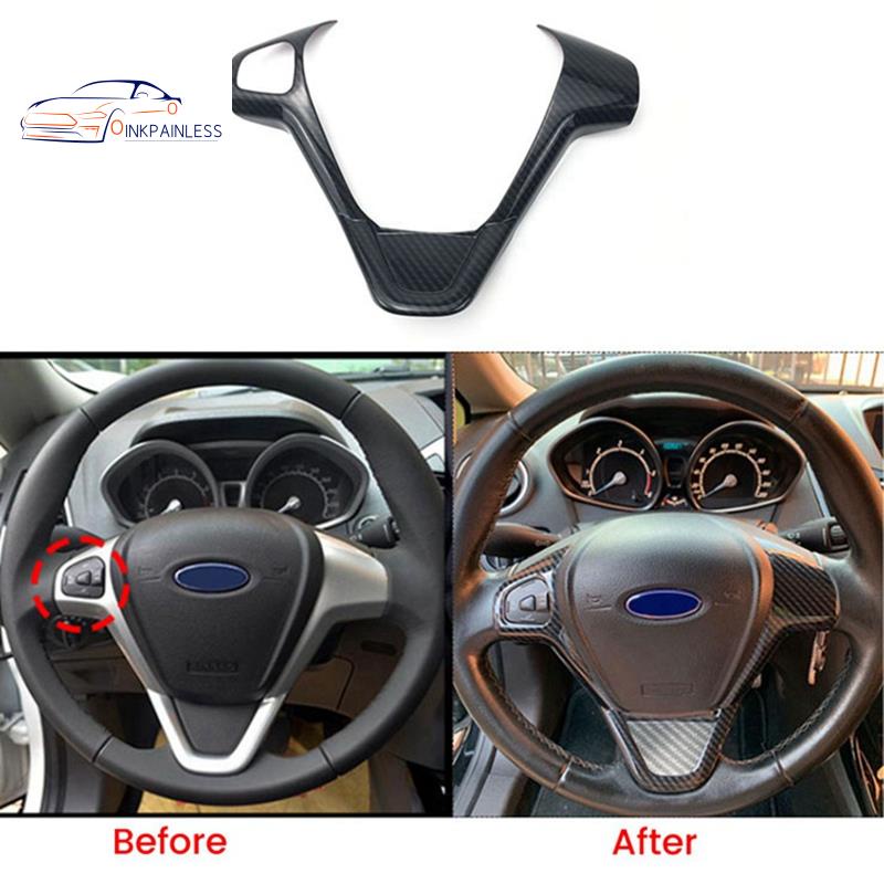 適用於福特 Fiesta MK7 2009-2017 Ecosport 2012-2017 的汽車碳纖維方向盤面板蓋裝飾
