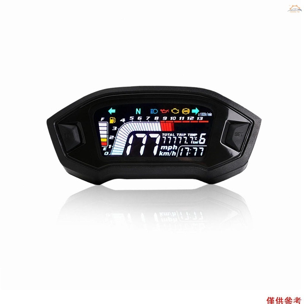 Yiho 摩托車車速表通用轉速表 LCD 數字儀表油位表適用於 1、2、4 缸