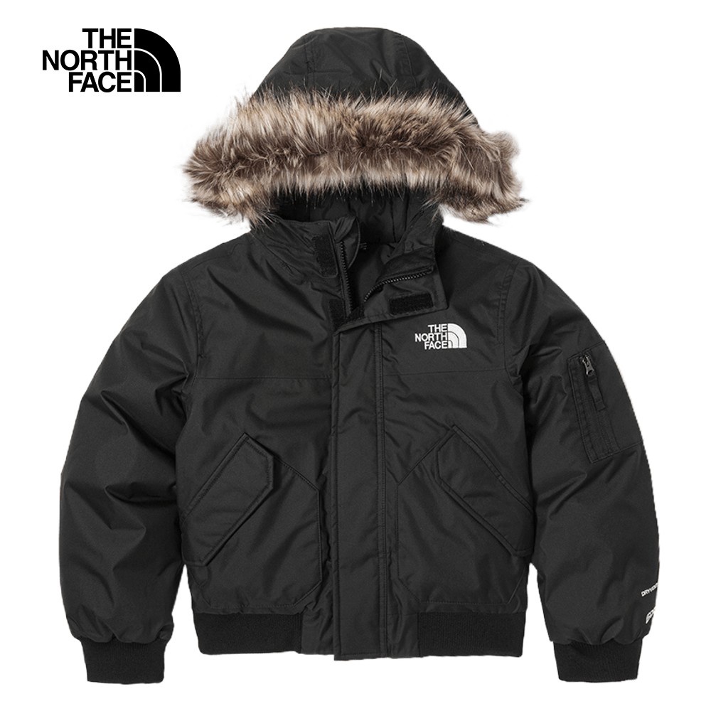 The North Face北面兒童黑色防水透氣舒適保暖連帽羽絨外套｜82XTJK3