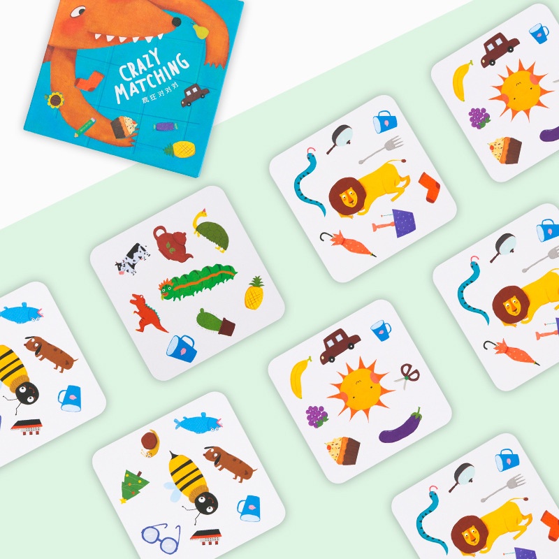 🌞台灣現貨🌞兒童遊戲卡 對對碰卡片 瘋狂對對碰 配對桌遊 親子卡牌遊戲 互動玩具 盒裝教具 瘋狂對對對 益智玩具
