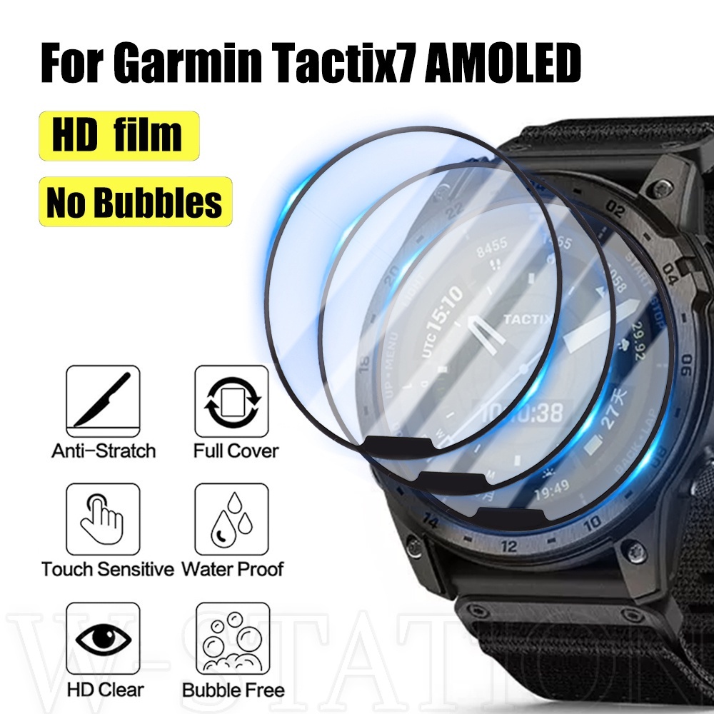 Garmin Tactix 7 AMOLED 3D 曲面軟保護膜 / 全覆蓋智能手錶保護膜 / 防指紋防刮高清屏幕保護膜