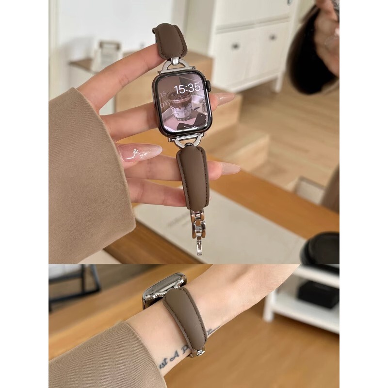 Redmi watch手鐲金屬牛皮真皮質錶帶+金屬框適用Redmi watch 3/Redmi watch 3activ