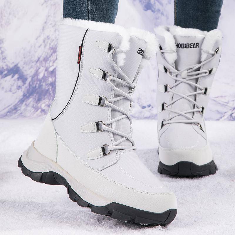 北海道雪靴新款雪地靴女冬季加絨加厚高幫長筒高筒保暖棉鞋防水防滑東北靴子
