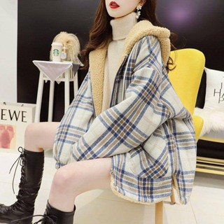 🌟Lovely愛出貨🌟胖mm羊羔毛棉服女冬季加絨加厚復古港風chic外套衛衣大碼女裝顯瘦