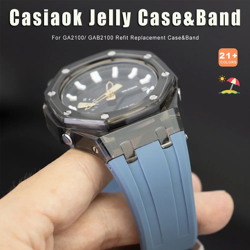 透明 Mod 套件橡膠錶帶外殼適配器替換錶帶兼容 Casioak g 衝擊 GA2100 GAB2100 GA2110
