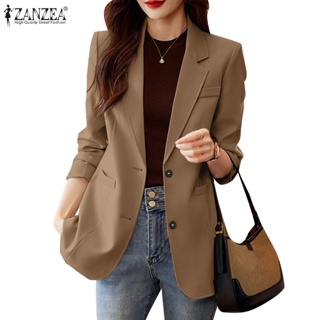 Zanzea 女式韓版時尚大高領長袖休閒純色西裝外套