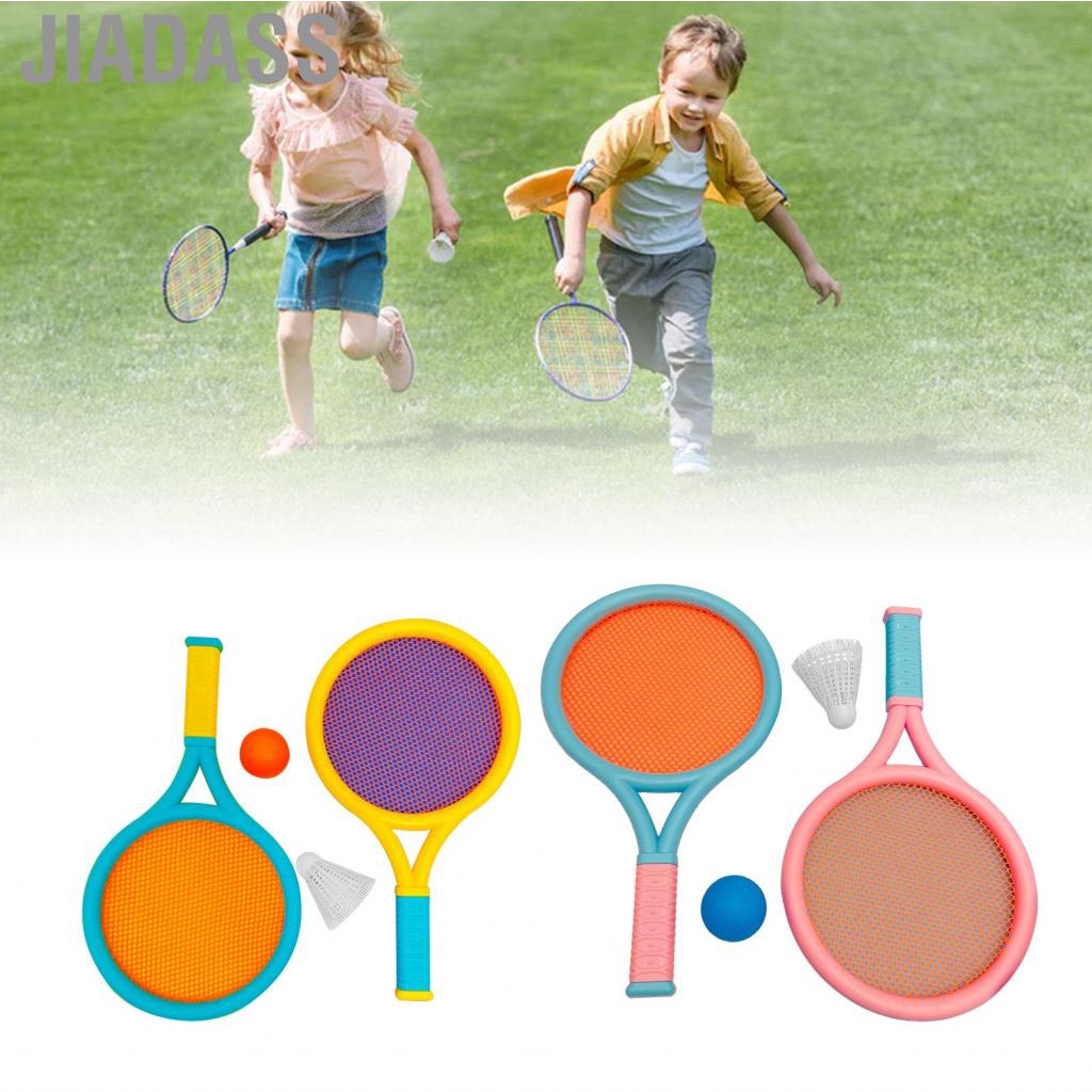 Jiadass 2 球拍球兒童羽球拍防滑耐用彈性便攜式網球套裝