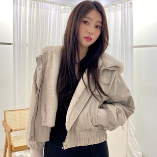 【HOSS】毛毛絨外套 冬季外套女 ins港風保暖外套 收腰外套 毛毛外套 韓系 派克服棉衣 短版 刷毛外套 上衣