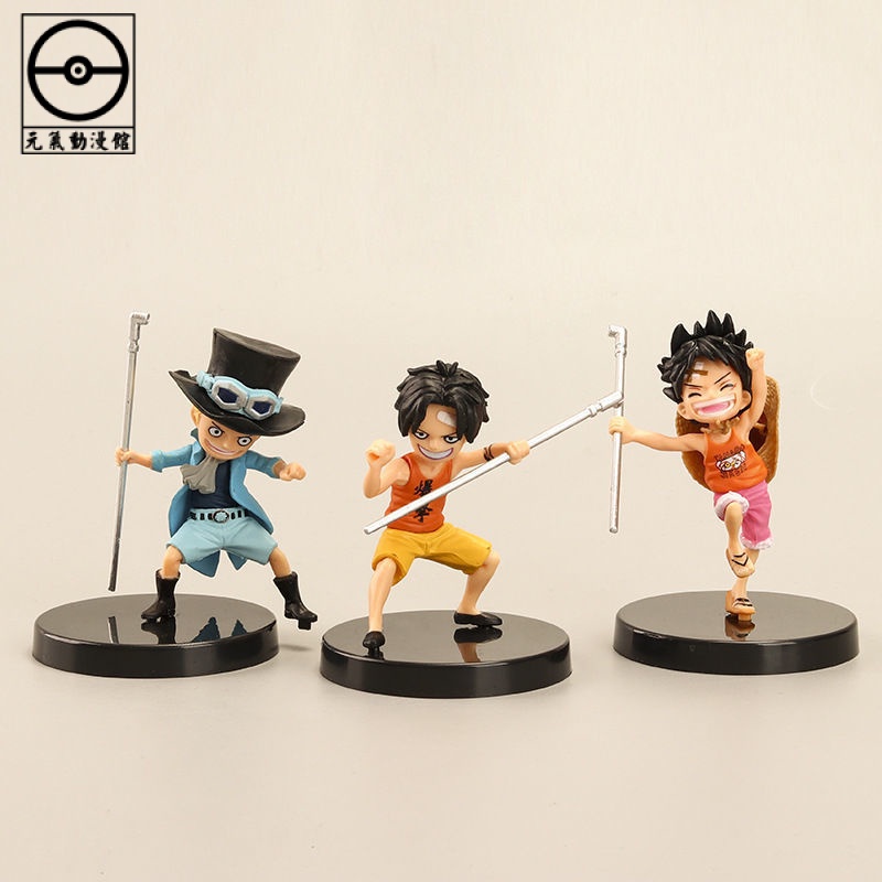 元氣動漫 3 件海賊王人物路飛 Ace Sabo 三兄弟飾品玩具圖航海王公仔 收藏品