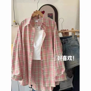 【熱銷】【1475人好評】美式格子寬鬆襯衫秋季新款慵懶休閒寬鬆中長款襯衫長袖外套上衣女 交換禮物 送朋友