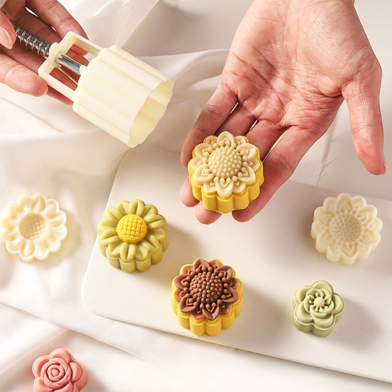 Be&gt; 餅乾郵票向日葵月餅模具手壓月餅機DIY糕點烘焙工具中秋節