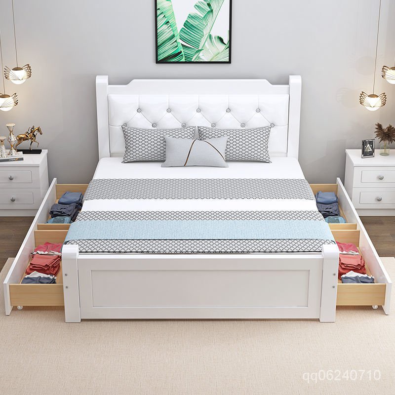 限時免運 實木床雙人床出租房軟包現代簡約經濟型成人單人床傢用主臥雙人床