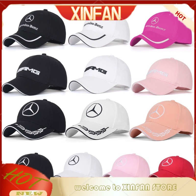 Xinfan Mercedes Benz AMG 汽車標誌帽子春季棉帽棒球帽 Snapback 冬帽帽子嘻哈合身帽男士女