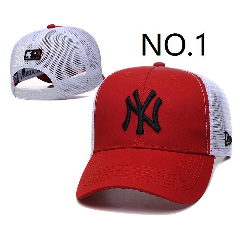 紐約洋基隊 Cap NY 網眼帽 MLB 棒球帽戶外帽子運動太陽帽時尚男士女士網帽紅色黑色藍色 C GYKV AEIN