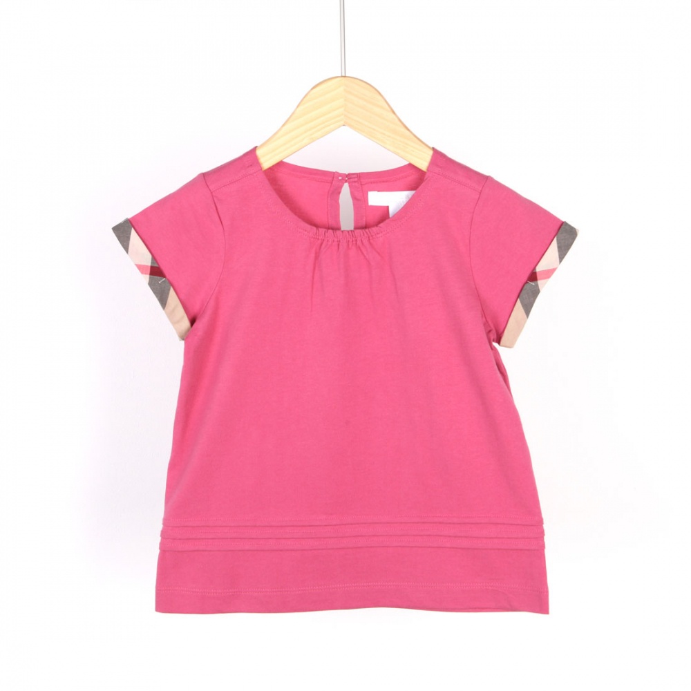 博柏利 女式 Burberry 兒童短袖 T 恤手臂格紋圓形粉色 4041871